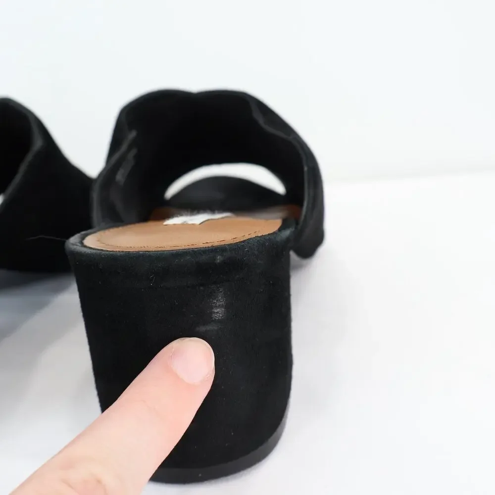 & Other Stories Black Suede Open Toe Block Heel Mule Size US 9 EUR 39